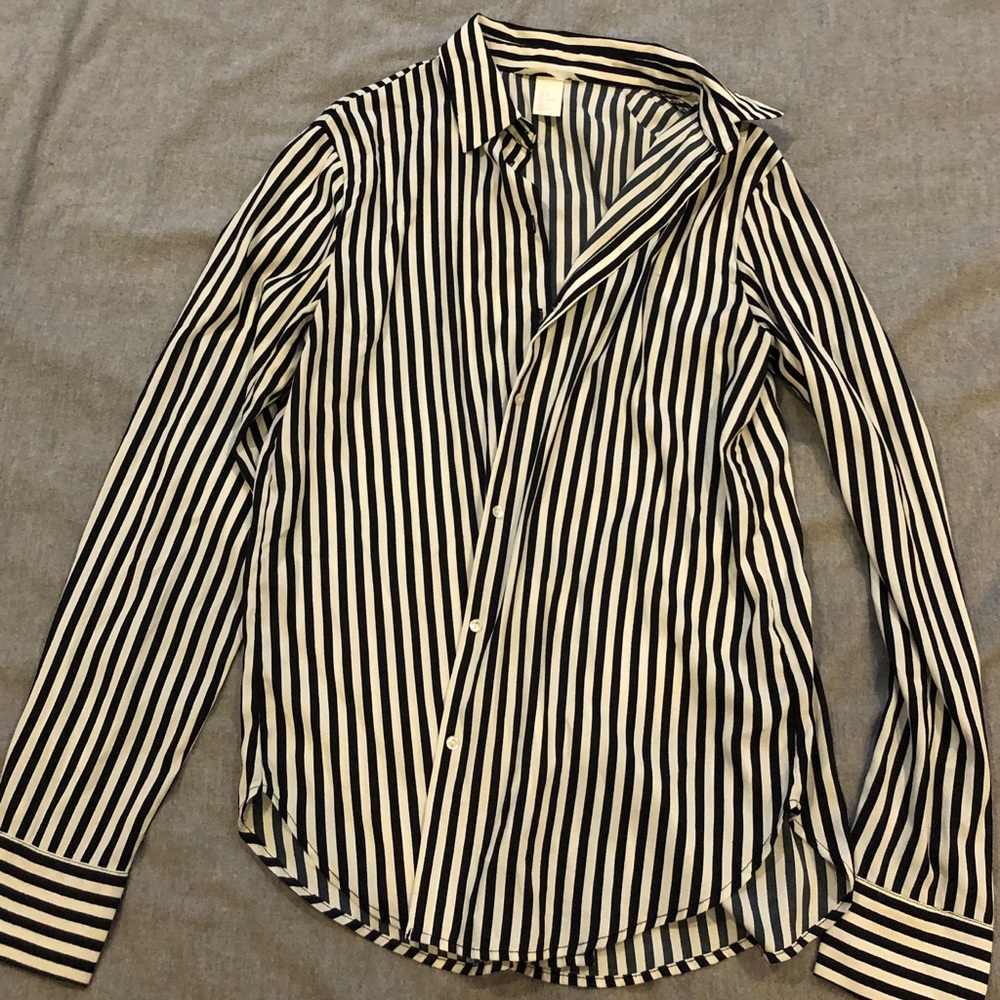 H&M striped black and white blouse